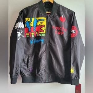 Keith Haring x Members Only Jacket Black Tokyo Pop Windbreaker Men Size Large